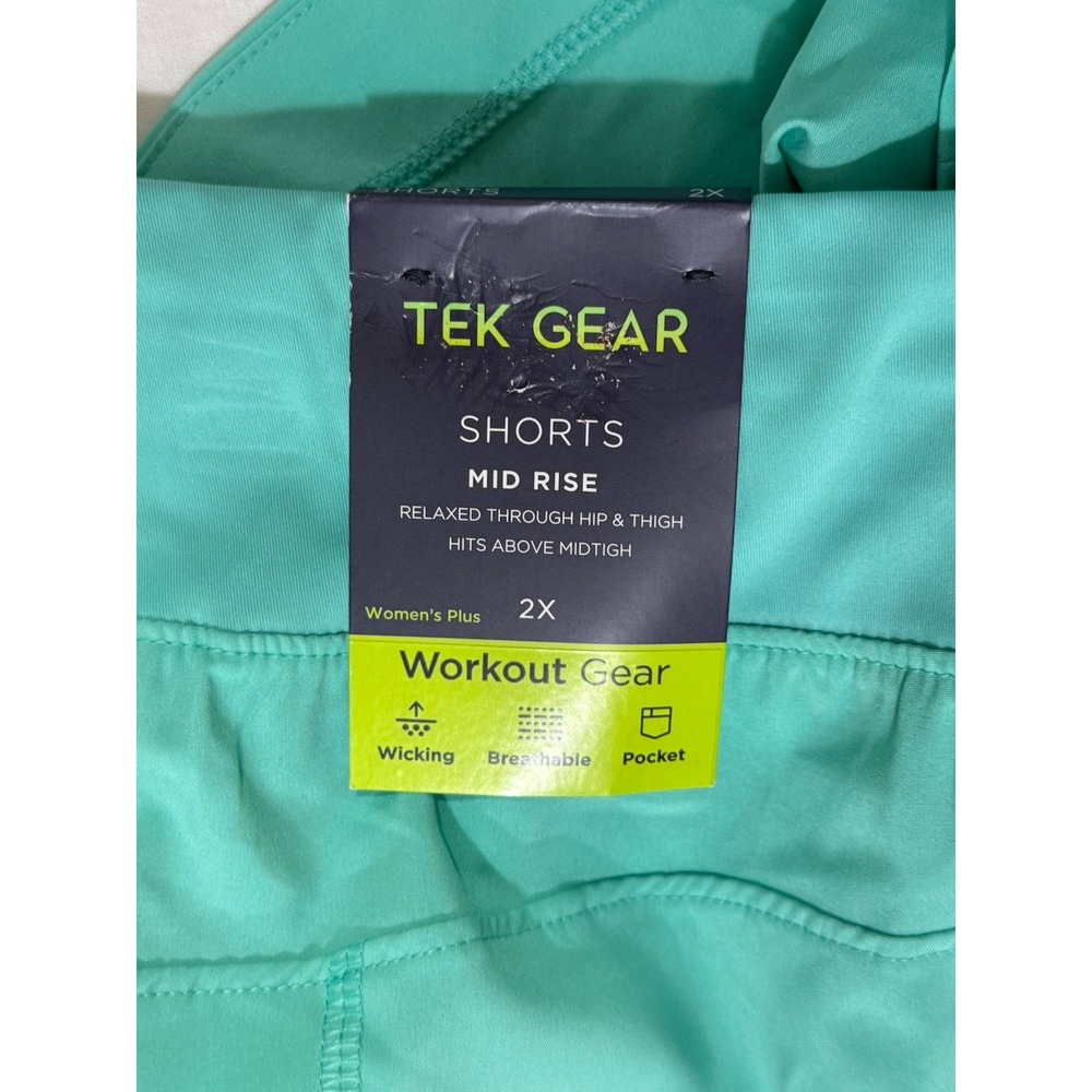 NEW! Women's Tek Gear Active Workout Gear Shorts Size 2X Aqua crystal Midrise - Picture 5 of 10